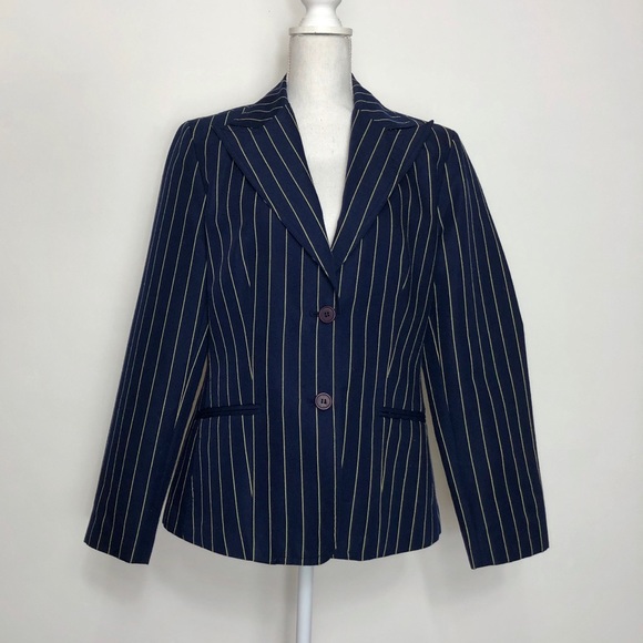 Metrostyle Navy Blue with Gold Stripes Blazer - Picture 1 of 7